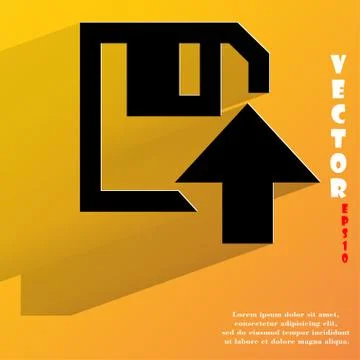 Floppy disk upload, Flat modern web button with long shadow and space for you 库存插图