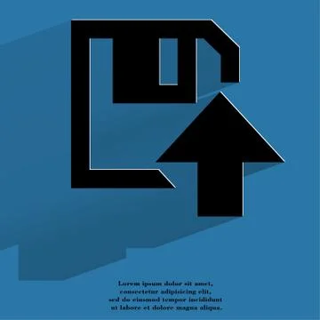 Floppy disk upload,  Flat modern web button with long shadow and space for your 库存插图