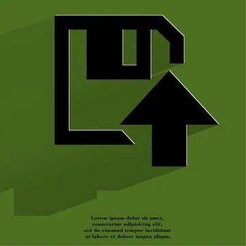 Floppy disk upload,  Flat modern web button with long shadow and space for your Stock Illustration
