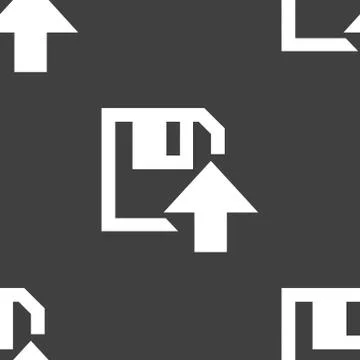Floppy disk upload web icon. flat design. Seamless pattern. Stockillustratie