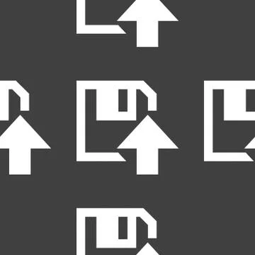 Floppy disk upload web icon. flat design. Seamless pattern. Stock Illustration