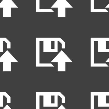 Floppy disk upload web icon. flat design. Seamless pattern. Stock Illustration