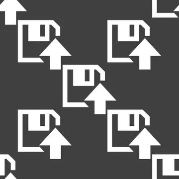 Floppy disk upload web icon. flat design. Seamless pattern. 스톡 일러스트