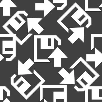 Floppy disk upload web icon. flat design. Seamless pattern. 스톡 일러스트