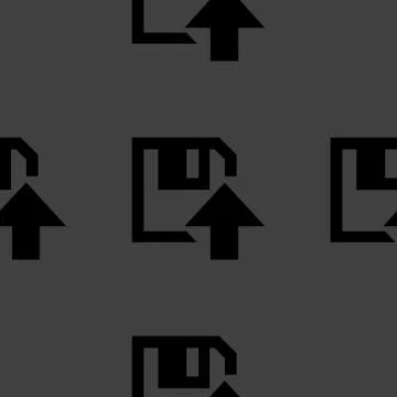 Floppy disk upload web icon. flat design. Seamless pattern. Stockillustratie