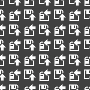 Floppy disk upload web icon. flat design. Seamless pattern. 库存插图