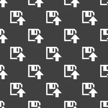 Floppy disk upload web icon. flat design. Seamless pattern. Stock Illustration