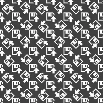 Floppy disk upload web icon. flat design. Seamless pattern. 스톡 일러스트