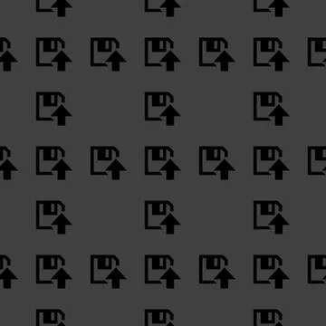 Floppy disk upload web icon. flat design. Seamless pattern. Stock Illustration