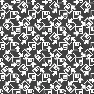 Floppy disk upload web icon. flat design. Seamless pattern. Stock Illustration
