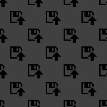 Floppy disk upload web icon. flat design. Seamless pattern. Stock Illustration