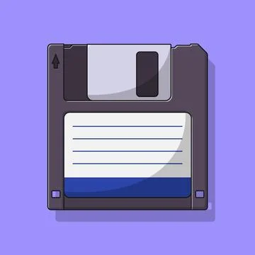 Floppy Disk Vector Icon Illustration with Outline for Design Element, Clip .. Stock Illustration
