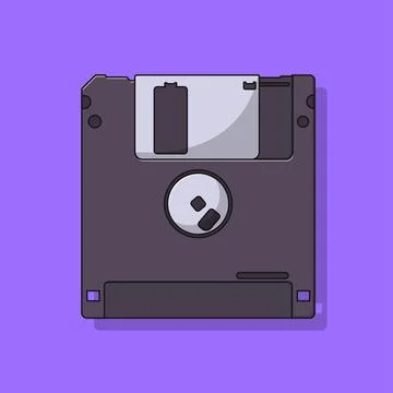Floppy Disk Vector Icon Illustration with Outline for Design Element, Clip .. Illustrazione stock