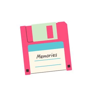 Floppy Disk Vector Illustration 80s 90s Flat Design Stock Illustration