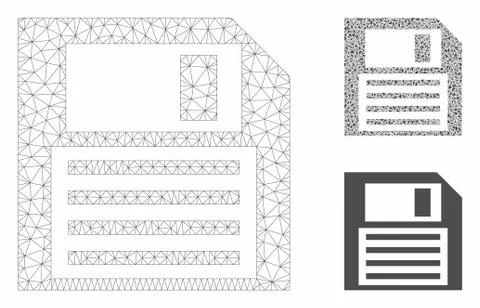 Floppy Disk Vector Mesh 2D Model and Triangle Mosaic Icon 스톡 일러스트