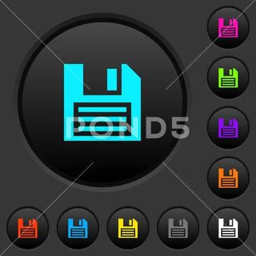 Floppy disk with vignette dark push buttons with color icons ~ Clip Art ...
