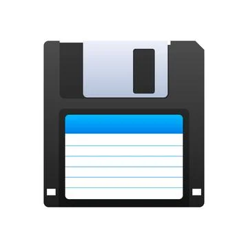 Floppy disk on white background. HD diskette old data media. Storage medium used Stock Illustration