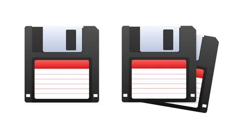 Floppy disk on white background. HD diskette old data media. Storage medium used Stock Illustration