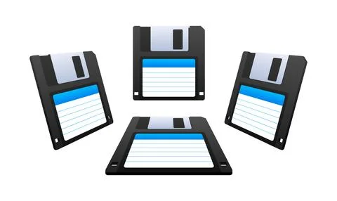 Floppy disk on white background. HD diskette old data media. Storage medium used Stock-Illustration
