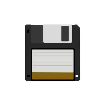 Floppy disk on white background. HD diskette old data media. Stock Illustration