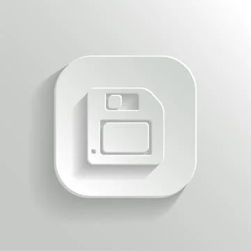 Floppy diskette icon - vector white app button 스톡 일러스트