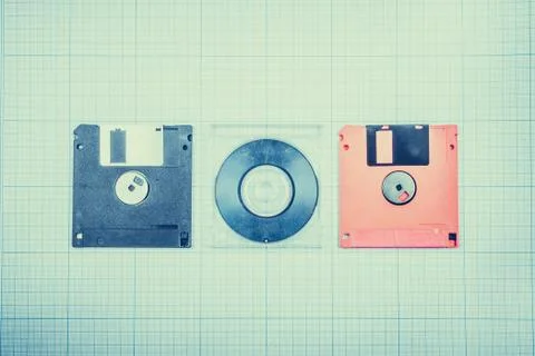 Floppy disks and mini-CD Foto stock