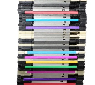 Floppy disks used to save computer data in the 90s Stock Photos