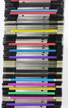 Floppy disks used to save computer data in the 90s Foto stock