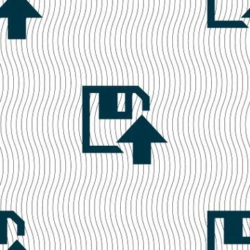 Floppy icon. Flat modern design. Seamless pattern with geometric texture. Vec Stockillustratie