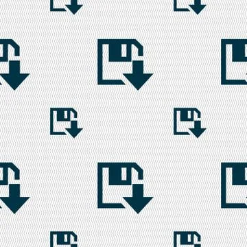 Floppy icon. Flat modern design. Seamless pattern with geometric texture. Stock Illustration