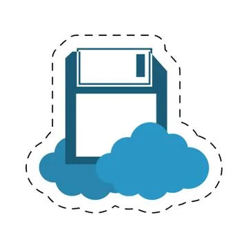 Floppy storage diskette cloud cut line Illustrazione stock