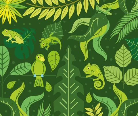 Flora and fauna pattern Illustrazione stock