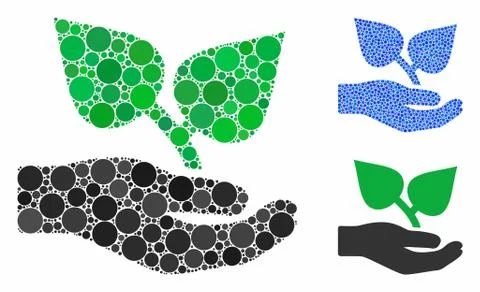 Flora Care Hand Composition Icon of Circle Dots Stockillustratie