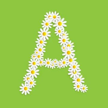 Flora Daisy Design Alphabet Vector Illustartion Stock Illustration