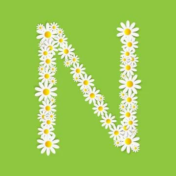 Flora Daisy Design Alphabet Vector Illustartion Stock Illustration