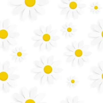 Flora Daisy Seamless Pattern Design Vector Illustartion Stock Illustration