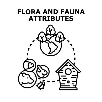 Flora fauna attributes concept exploring nature environment Stock Illustration