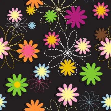 Flora Flower Seamless Pattern Design Vector Illustartion Stock Illustration