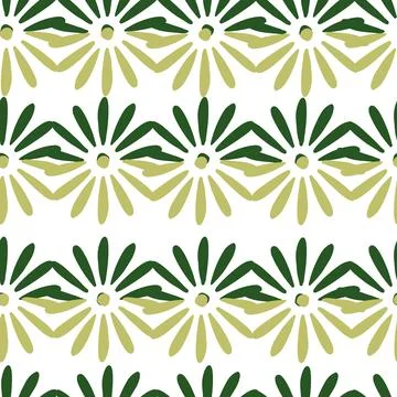Flora hand drawn seamless pattern with abstract simple daisy flowers shapes.  Illustrazione stock