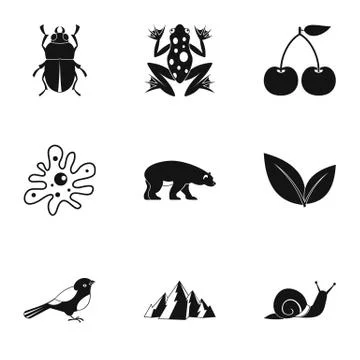 Flora icons set, simple style Stock Illustration