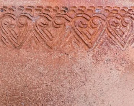 Flora pattern on the old pottery surface. Stock Photos
