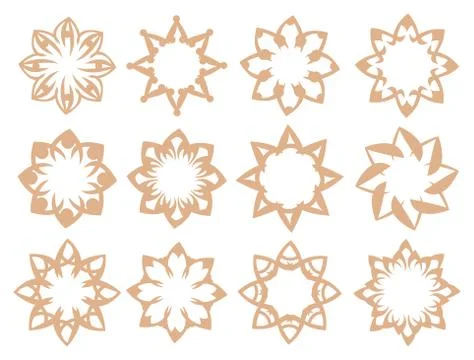 Flora Pattern Vector Design Elements in Soft Brown Color 库存插图