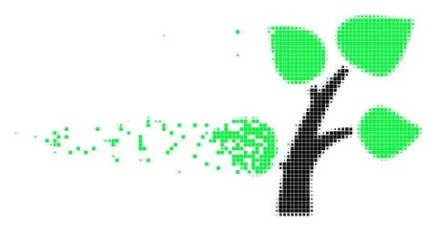 Flora Plant Destructed Pixel Icon 스톡 일러스트