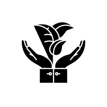 Flora support black icon, vector sign on isolated background. Flora support Stock Illustration