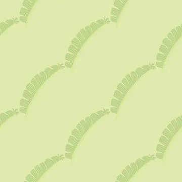 Flora tropical seamless pattern with diagonal fern leaves ornament. Light gre Illustrazione stock