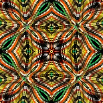 Floral 3d lines vector seamless pattern. Modern ornamental surface background Stock Illustration