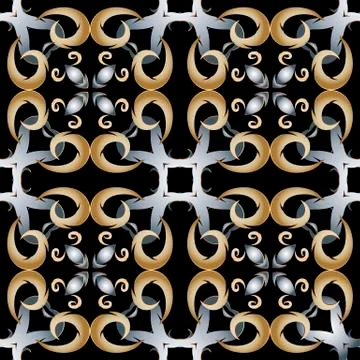 Floral 3d vector seamless pattern. Vintage ornamental background. Modern elegant Ilustración de archivo