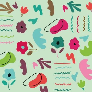 Floral abstract funky doodle. Vector Stock Illustration