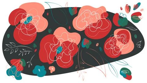Floral abstract header witn dark spot Stock Illustration