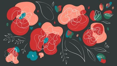 Floral abstract header witn dark background Stock Illustration